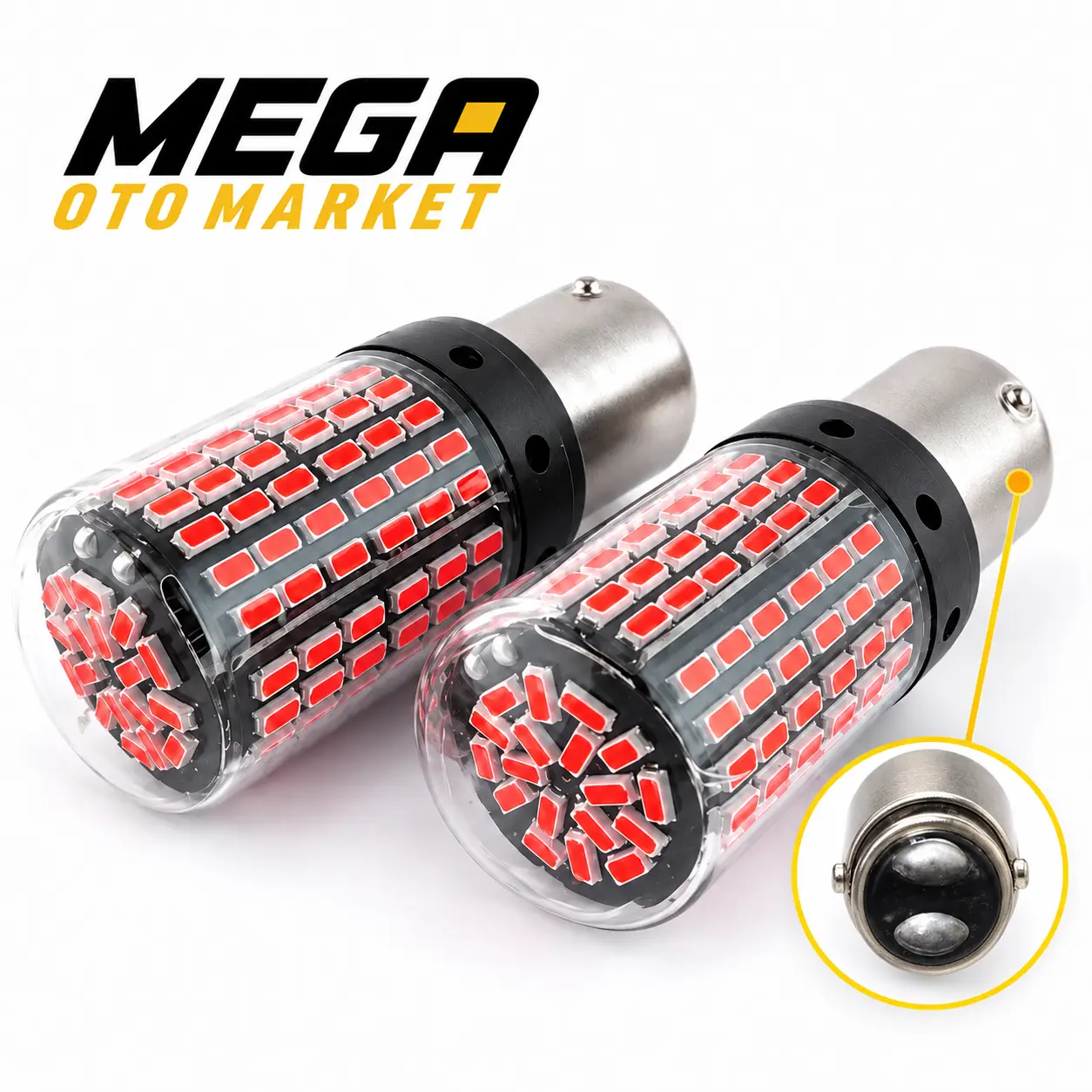 Mega Oto Market 12V 1016 144 LED Kırmızı Oto Ampul 2 ADET – Stop, Fren ve Sinyal LED Lambası