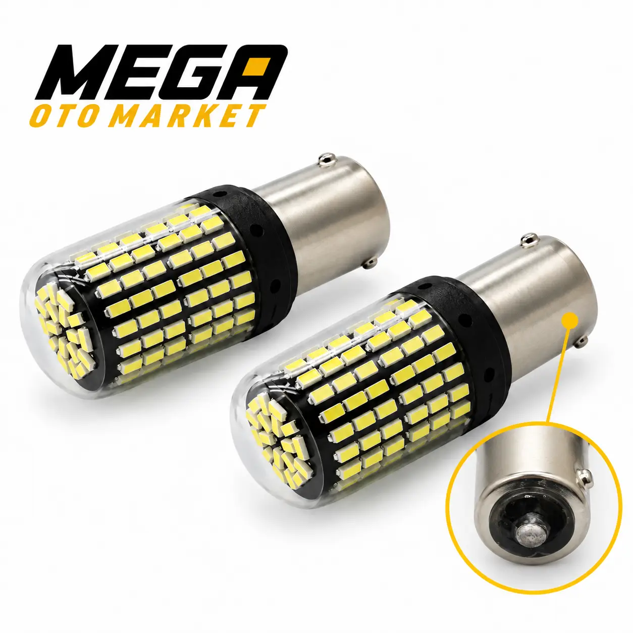 Mega Oto Market 12V 93 Tip 144 LED Beyaz Oto Ampul 2 ADET – Stop, Fren ve Sinyal LED Lambası 