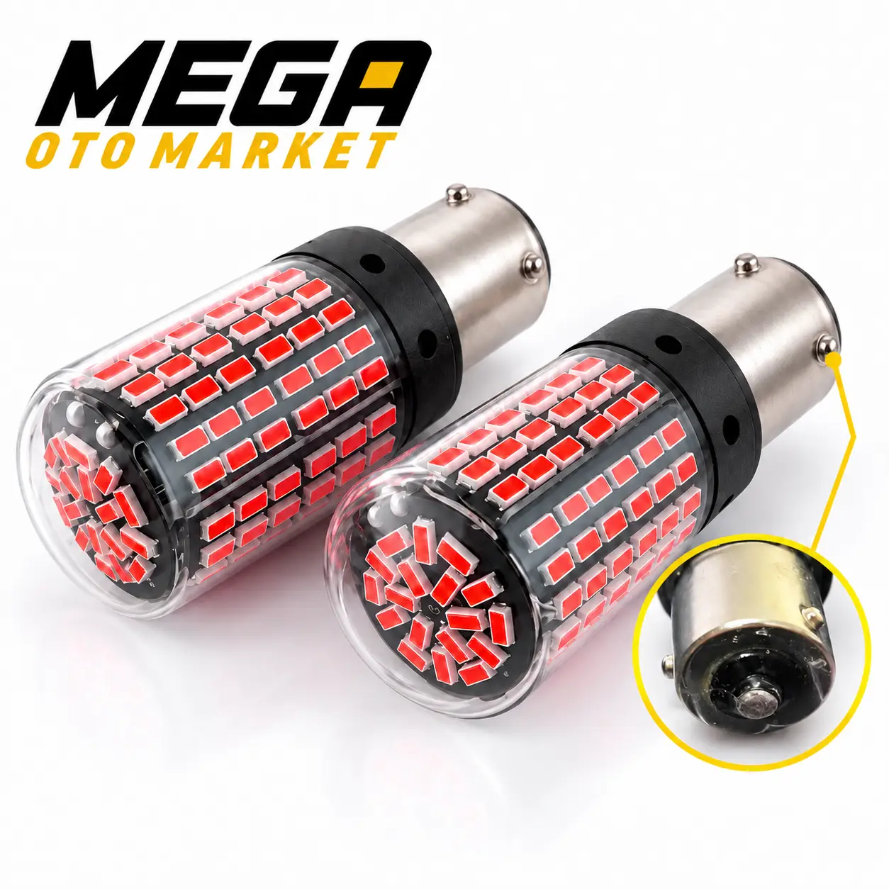Mega Oto Market 12V 93 Tip 144 LED Kırmızı Oto Ampul 2 ADET – Stop, Fren ve Sinyal LED Lambası