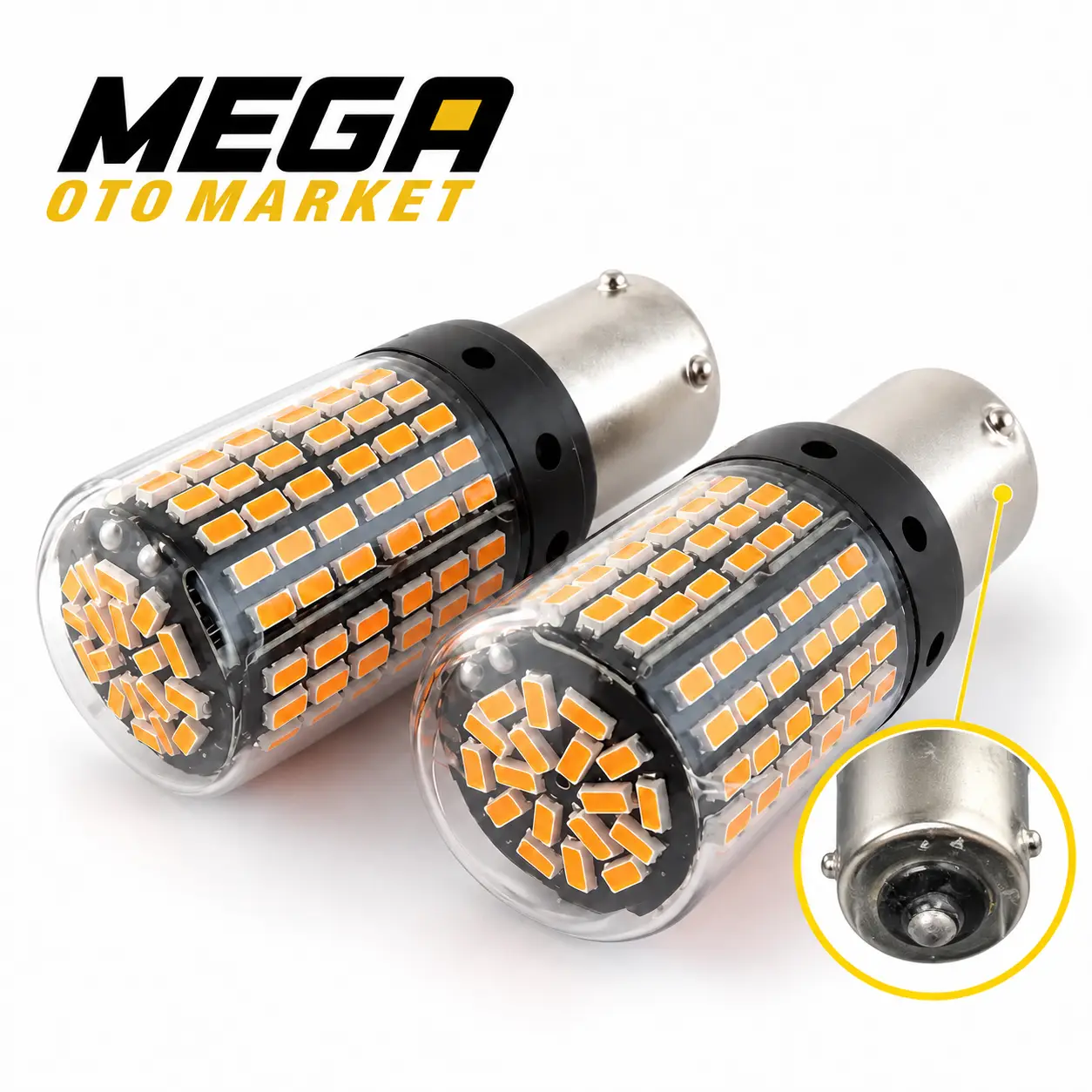 Mega Oto Market 12V 93 Tip 144 LED Turuncu Oto Ampul 2 ADET – Stop, Fren ve Sinyal LED Lambası