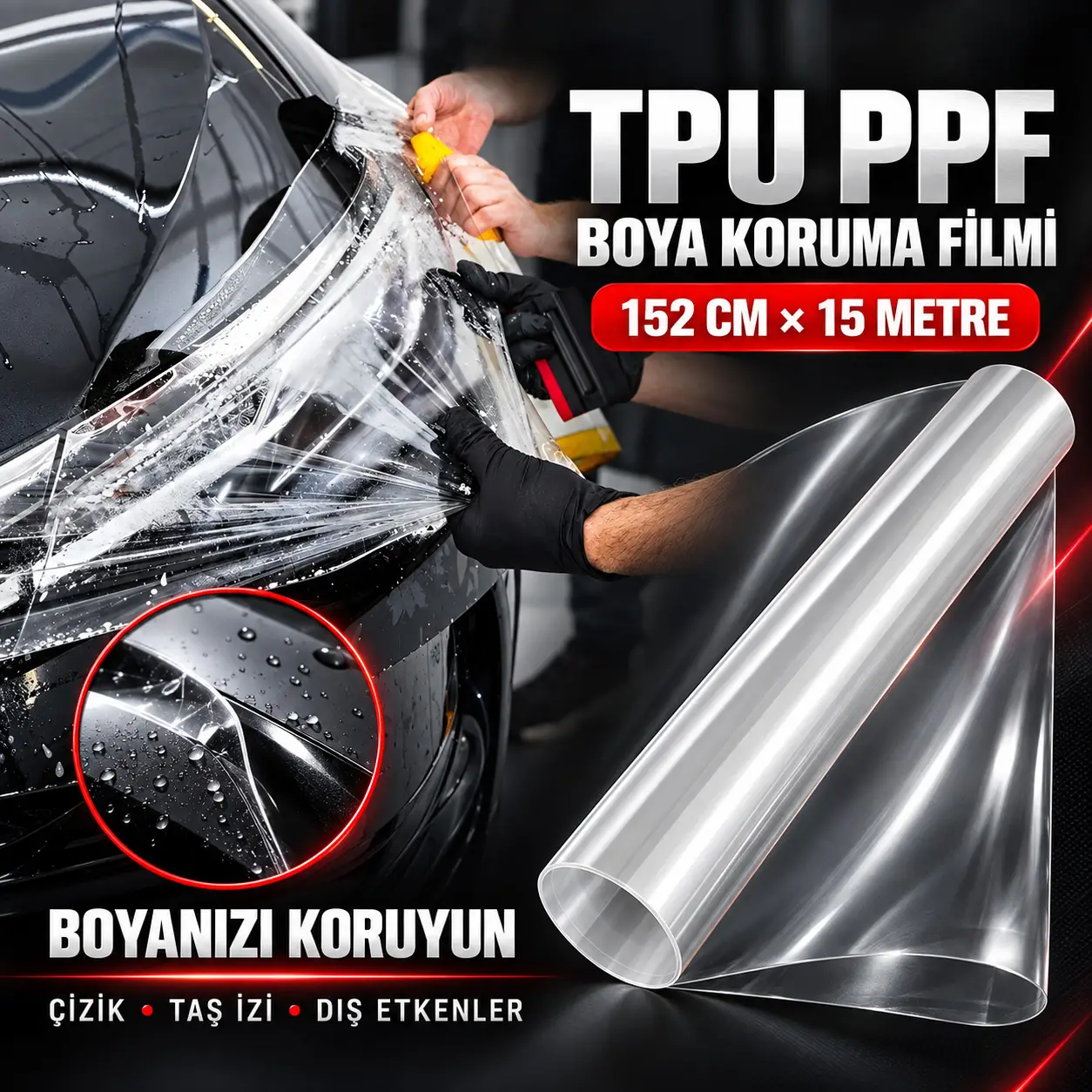 Mega Oto Market 152 cm x 15 Metre TPU PPF Araç Boya Koruma Filmi Kaplama Folyosu